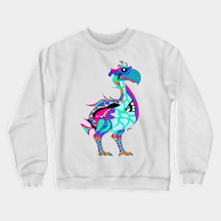 gastornis dinosaur bird in ecopop totonac tribal pattern wallpaper colors Crewneck Sweatshirt